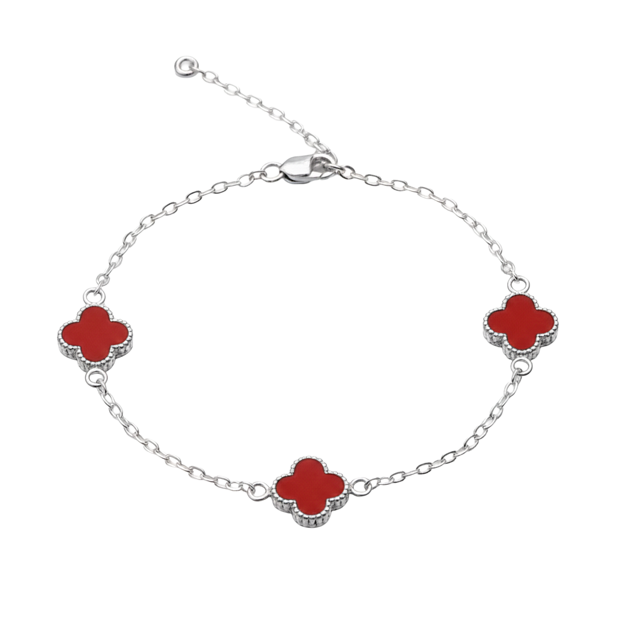 Pulsera Económica Delgada Hueca Flor Inspirada Van C Esmaltada Plata .925