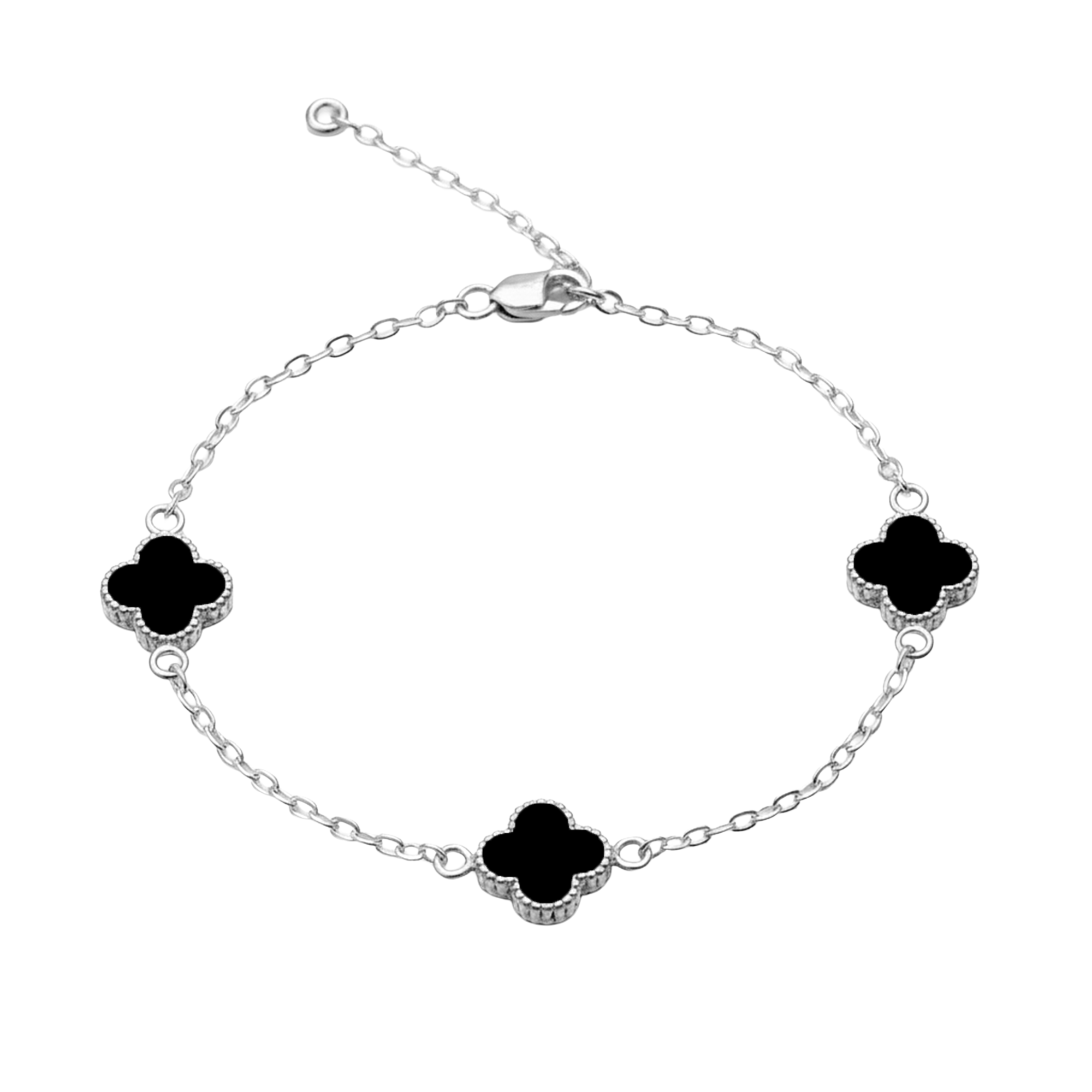 Pulsera Económica Delgada Hueca Flor Inspirada Van C Esmaltada Plata .925