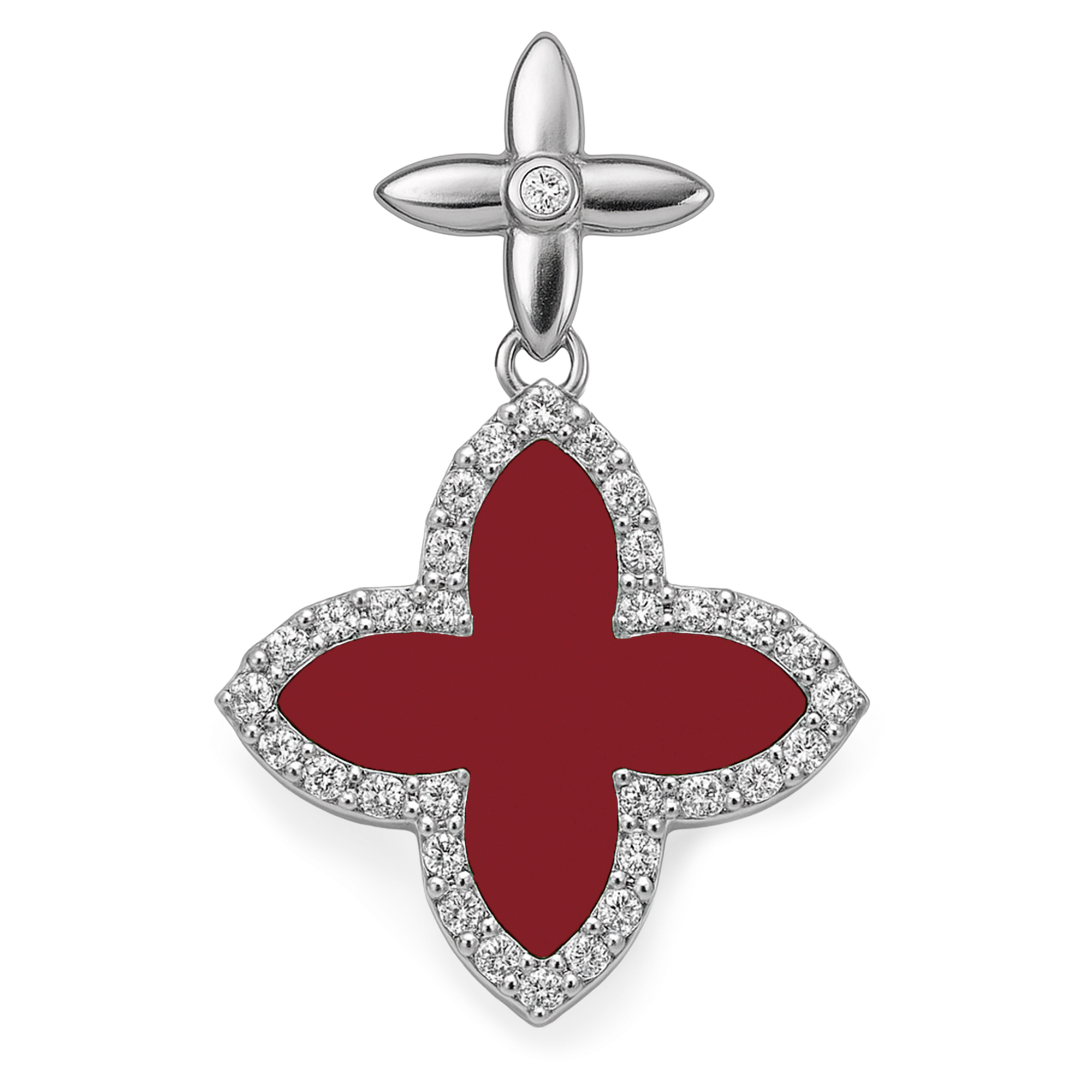 Dije Inspirado LV de 2.5cm con Piedras Naturales y Circonias Plata .925 con Baño de Rodio