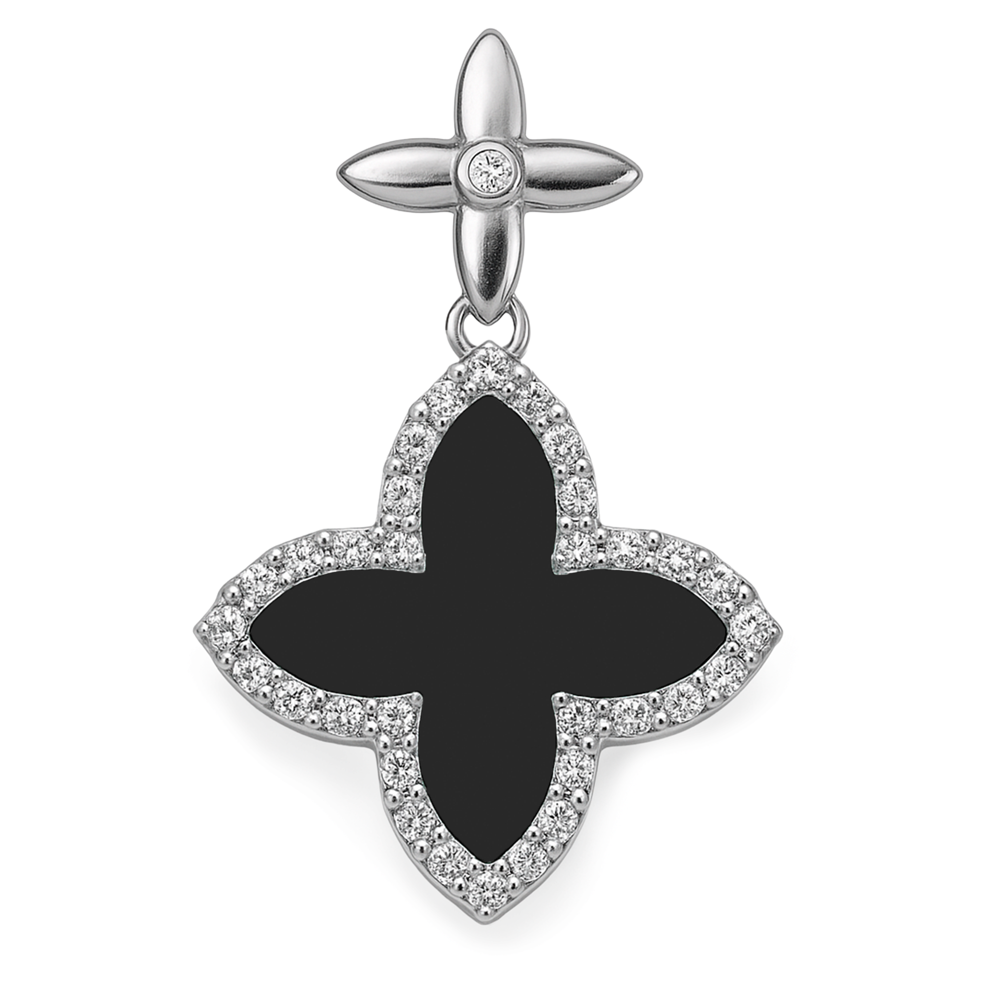 Dije Inspirado LV de 2.5cm con Piedras Naturales y Circonias Plata .925 con Baño de Rodio