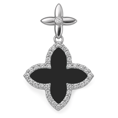 Dije Inspirado LV de 2.5cm con Piedras Naturales y Circonias Plata .925 con Rodio