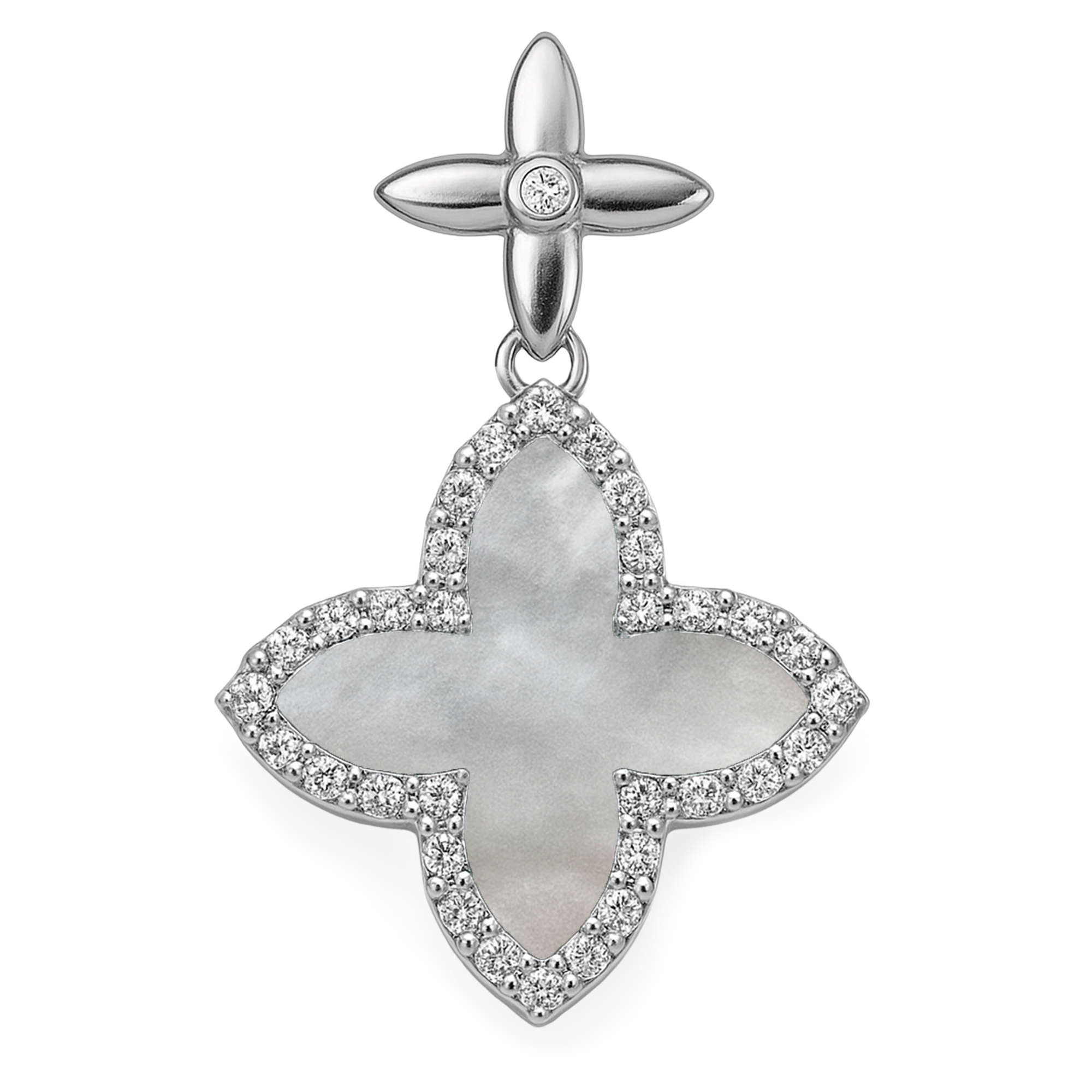 Dije Inspirado LV de 2.5cm con Piedras Naturales y Circonias Plata .925 con Rodio