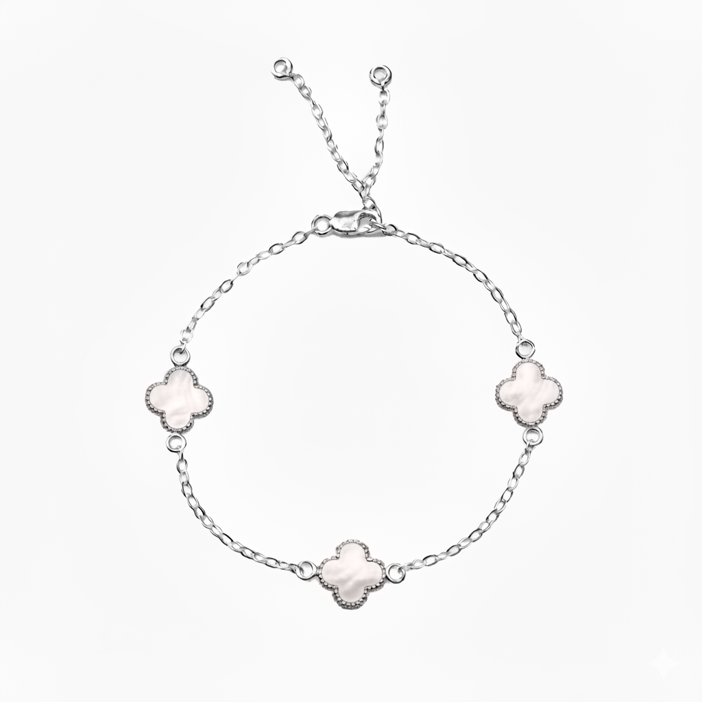 Pulsera Economica Flor Inspirada Van C Esmaltada Plata .925