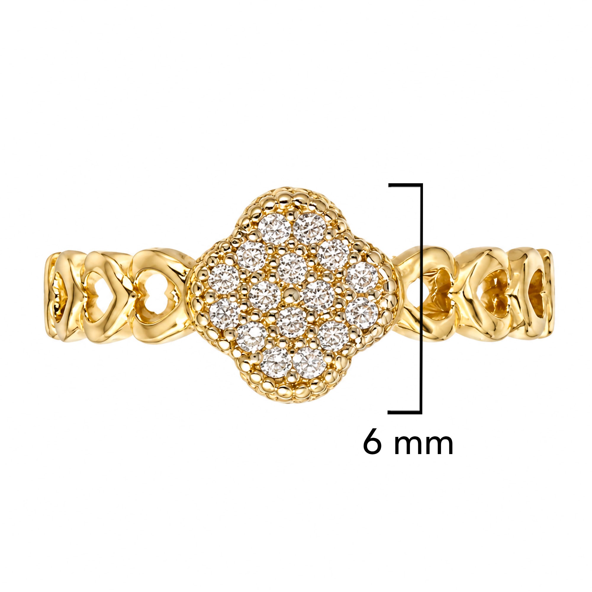 Anillo Flor Inspirada Van C con Micro Circonias Oro 10K