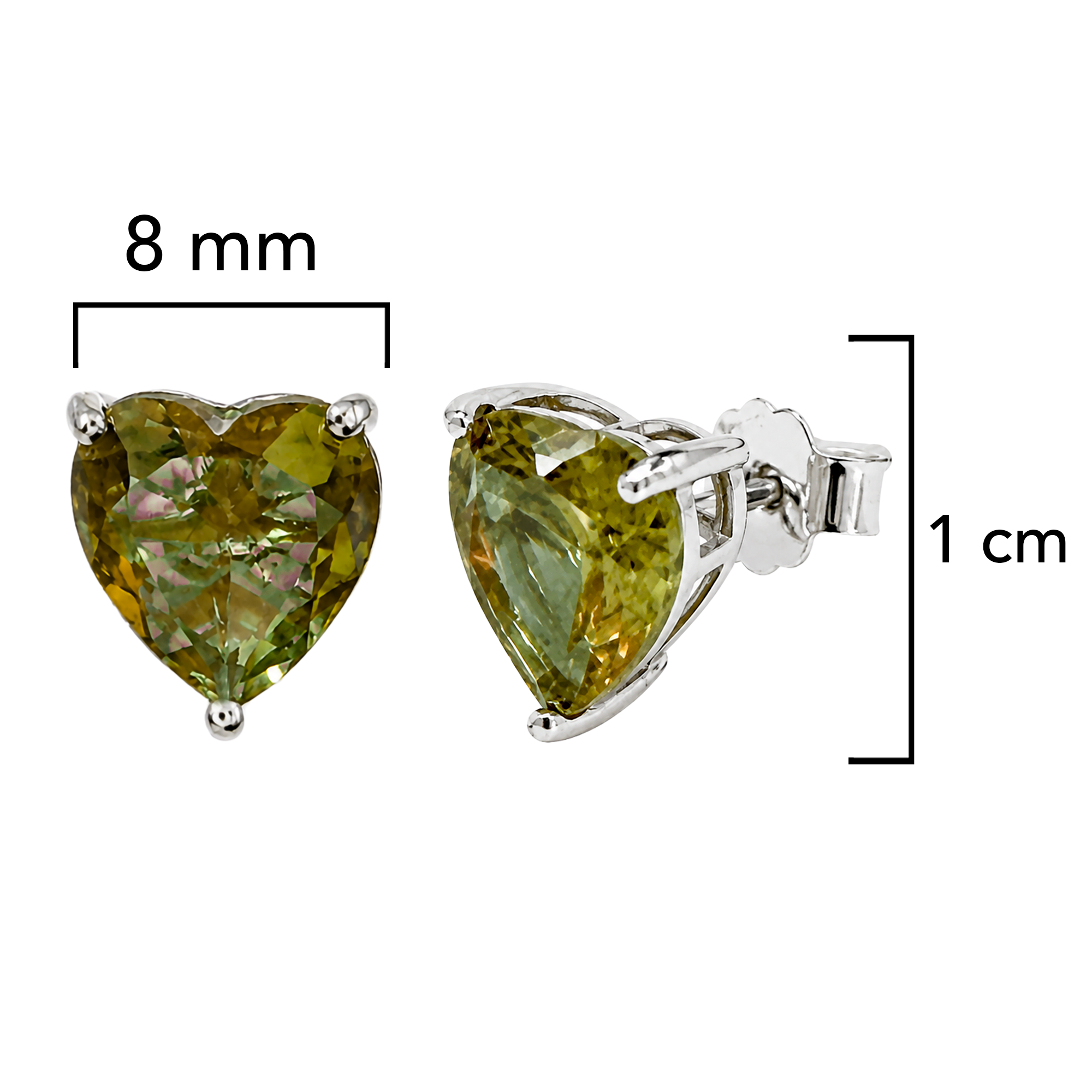 Aretes Piedras SemiPreciosas Corazones de Zulanita ,Plata .925 con Baño de Rodio