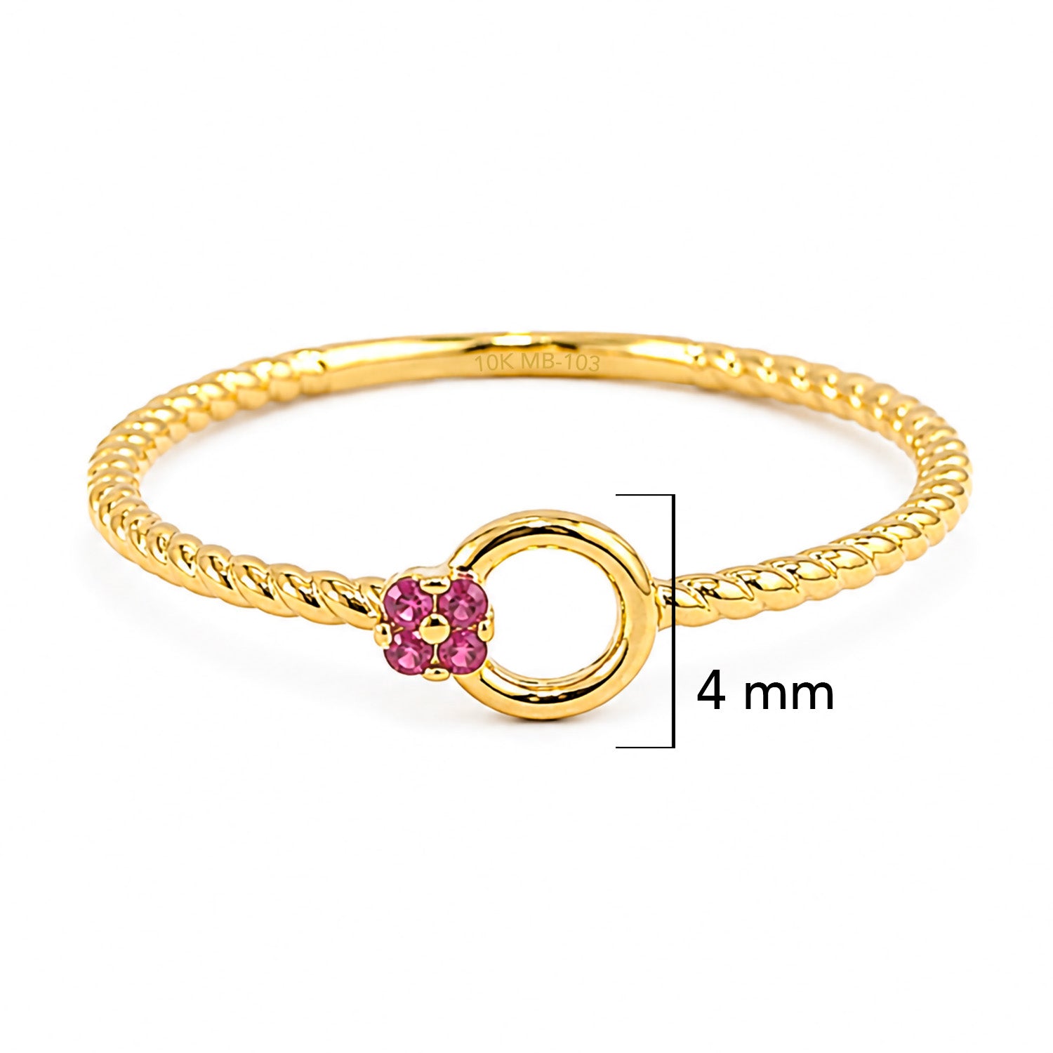 Anillo Torzal con Flor de Micro Circonias Oro 10K