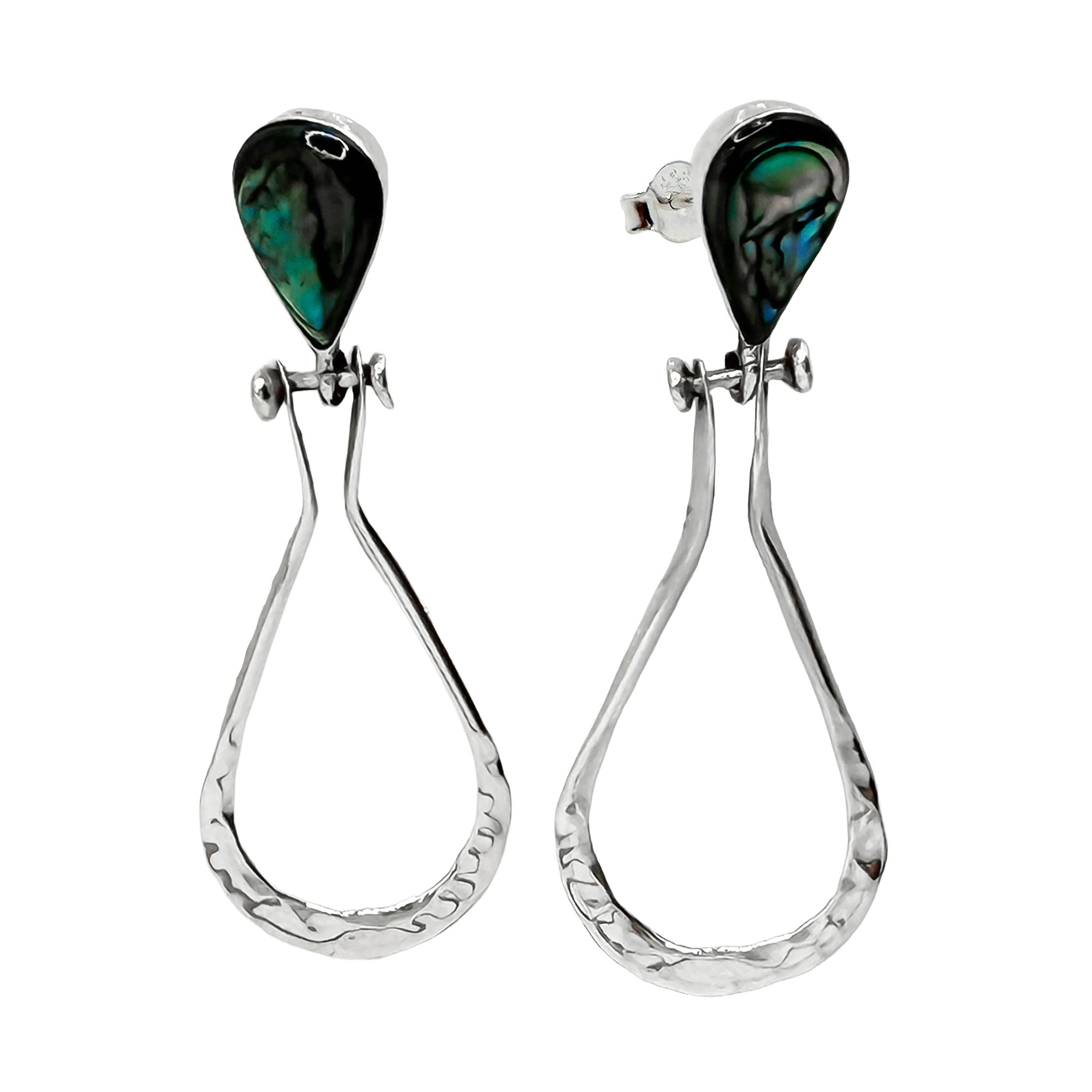 Arete Largo Estilo Gota con Piedras Naturales Plata .925