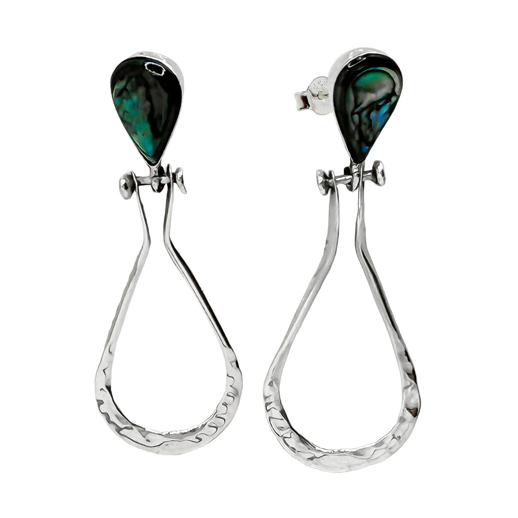 Arete Largo Estilo Gota con Piedras Naturales Plata .925