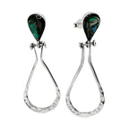 Arete Largo Estilo Gota con Piedras Naturales Plata .925