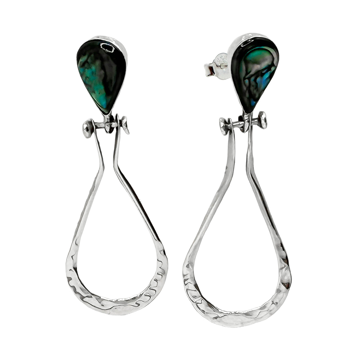 Arete Largo Estilo Gota con Piedras Naturales Plata .925