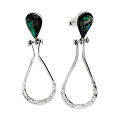 Arete Largo Estilo Gota con Piedras Naturales Plata .925