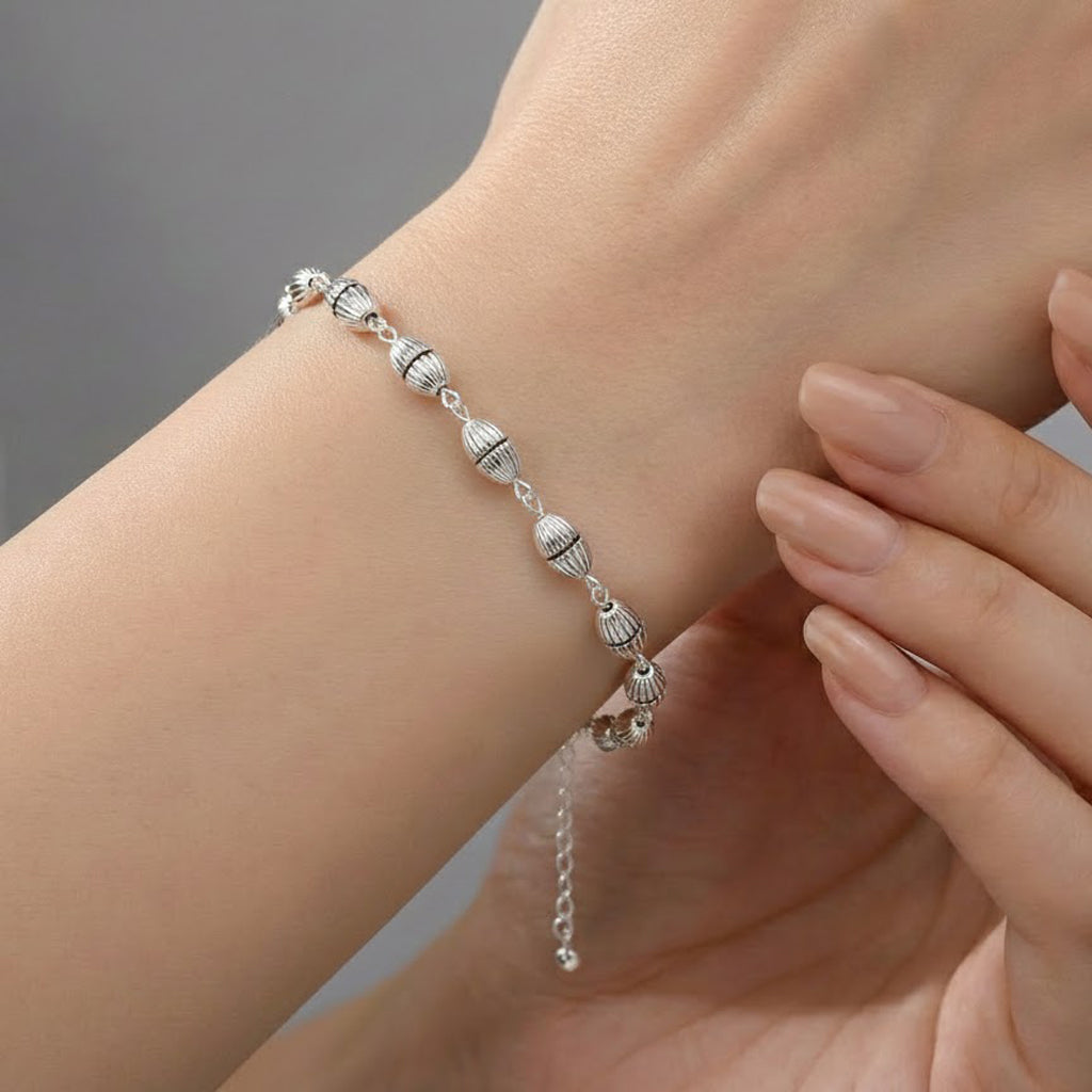 Pulsera Estilo Barrilito Diamantado Plata .925