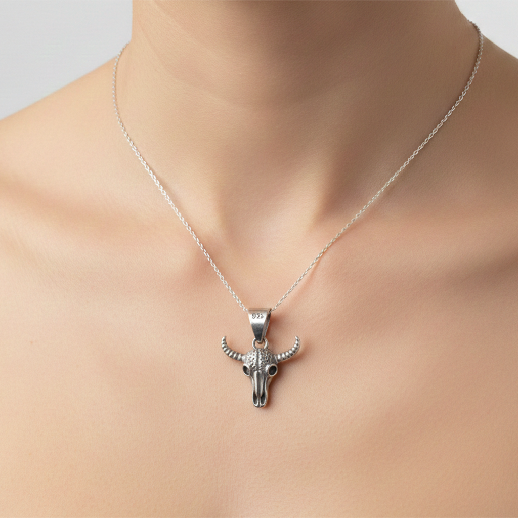 Dije Craneo de Toro Plata .925