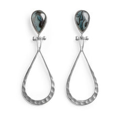 Arete Largo Estilo Gota con Piedras Naturales Plata .925