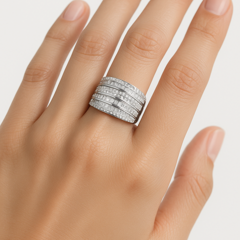 Anillo circonias baguette Plata .925
