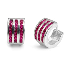 Huggies Ancha con 3 Lineas de Circonias Rosa Plata .925