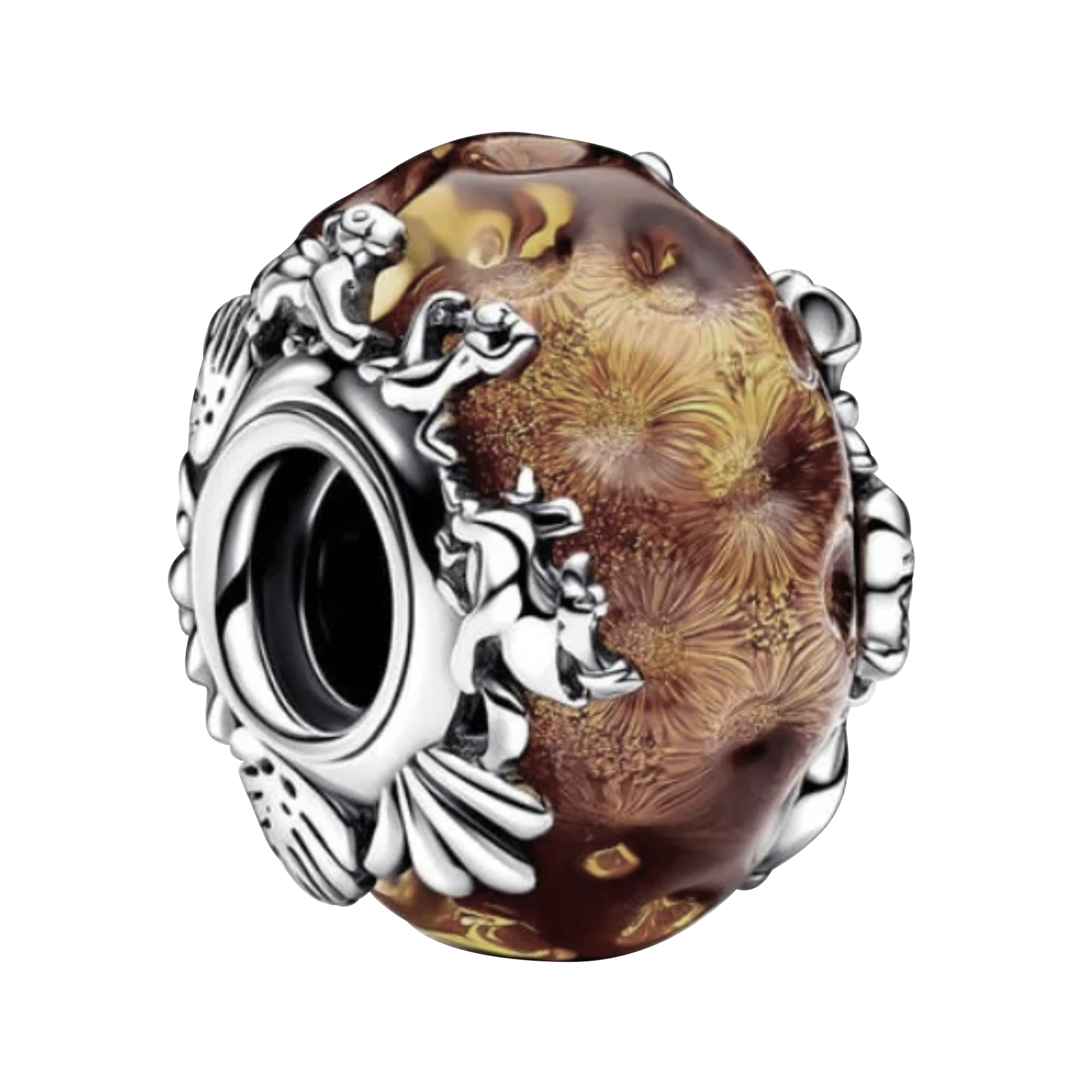 Charm Inspirado Pan 1:1 de Cristal Murano Rey Leon Plata .925