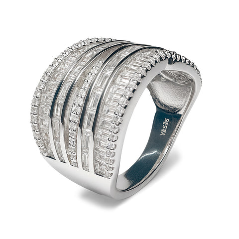 Anillo circonias baguette Plata .925