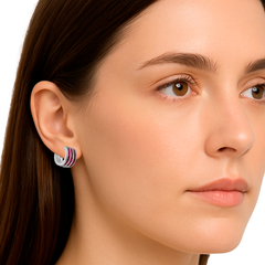 Huggies Ancha con 3 Lineas de Circonias Rosa Plata .925