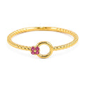 Anillo Torzal con Flor de Micro Circonias Oro 10K