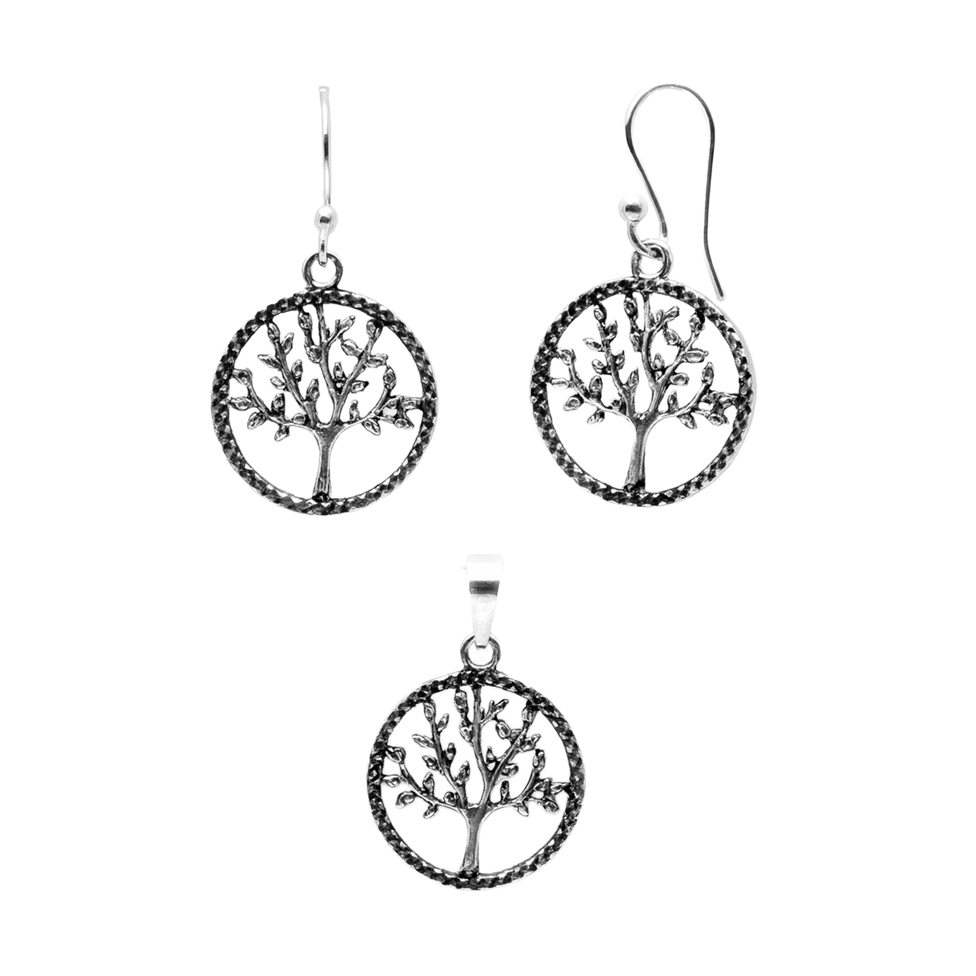 Juego Árbol de la Vida Oxidado Plata .925