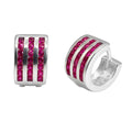 Huggies Ancha con 3 Lineas de Circonias Rosa Plata .925