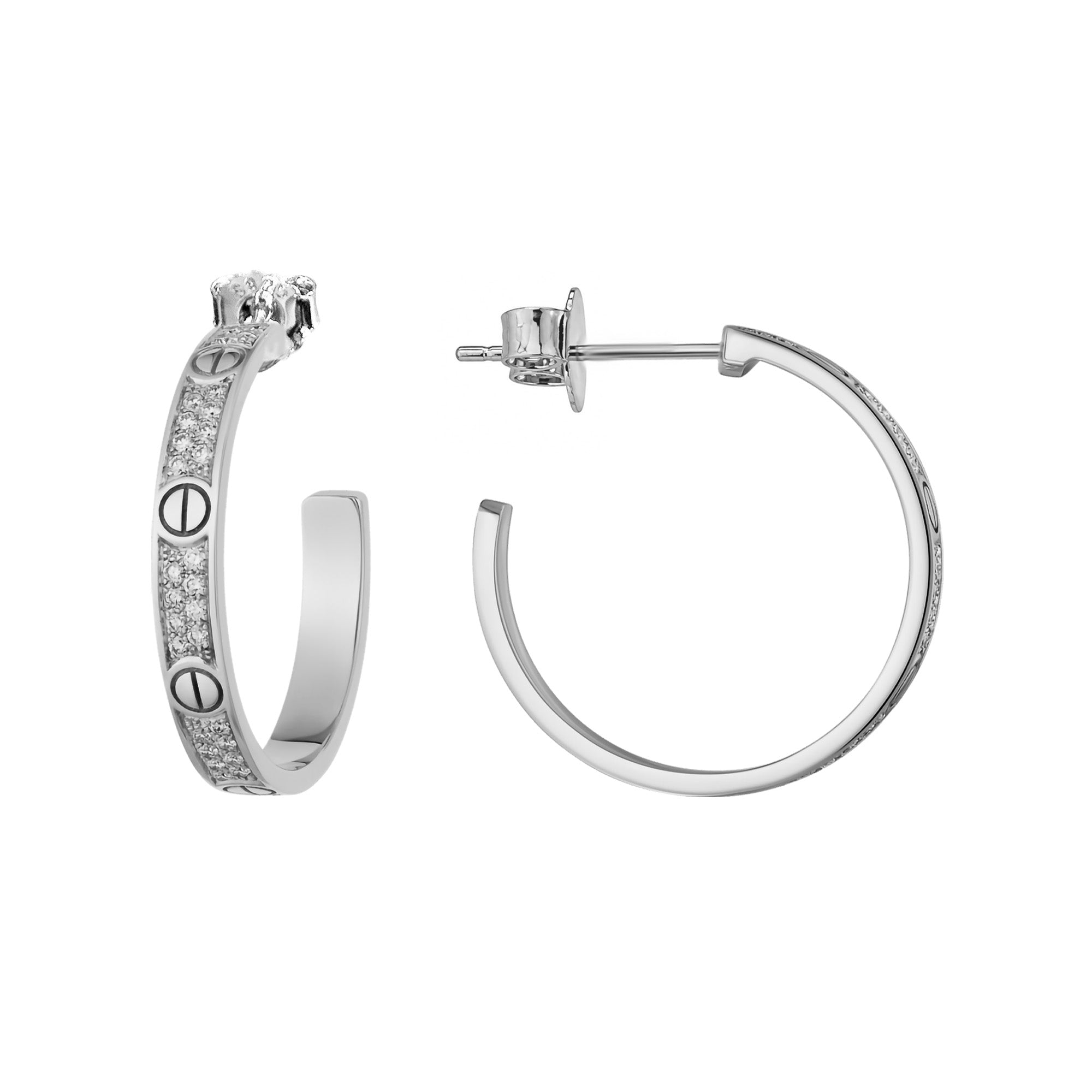 Arracada Inspirada Cartier 1:1 Amor con Circonias, Plata .925 con Baño de Rodio
