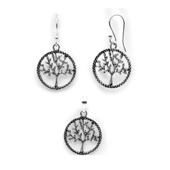 Juego Árbol de la Vida Oxidado Plata .925