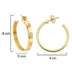Arracada Inspirada Cartier 1:1 Amor Grande Lisas, Plata .925 con Baño de Oro 18k