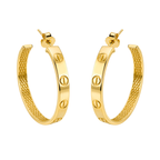 Arracada Inspirada Cartier 1:1 Amor Grande Lisas, Plata .925 con Baño de Oro 18k