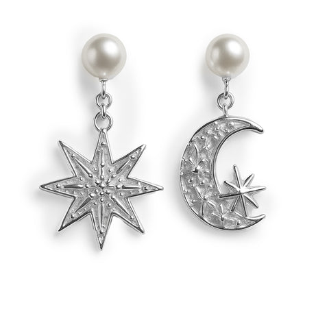 Arete luna estrella Plata .925