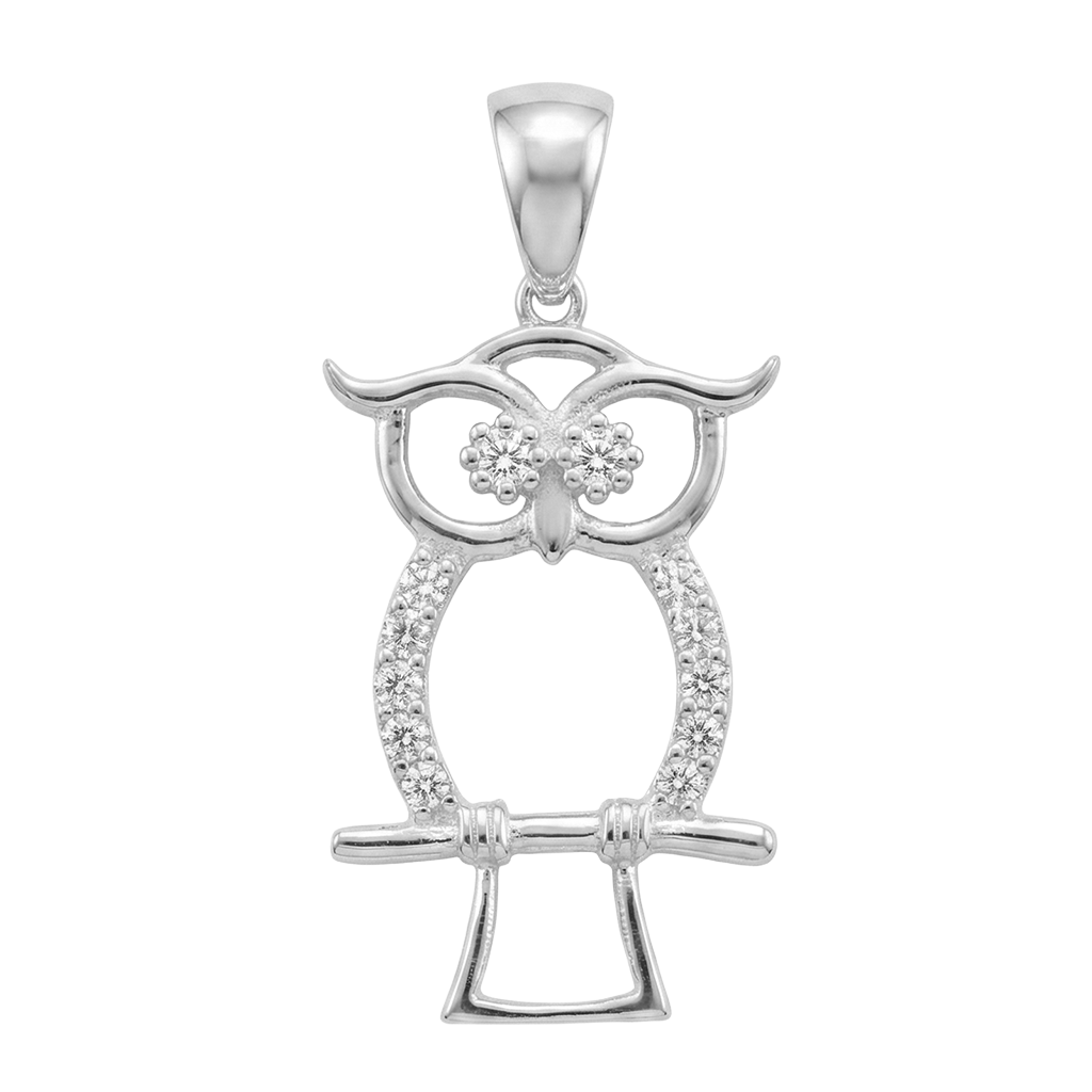 Dije de Buho con Circonias Plata .925