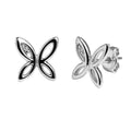 Arete Broquel Mariposa Lisa con una Circonia Plata .925