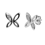 Arete Broquel Mariposa Lisa con una Circonia Plata .925