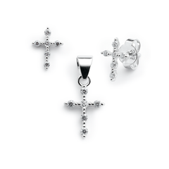 Juego de Cruz Chica con Circonias Plata .925