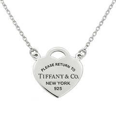 Collar Inspirado Tiff Grabado con Cadena Eslabones Plata .925