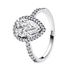 Anillo Pan 1:1 Circonia Semilla Grande con Micro Circonias, Plata .925