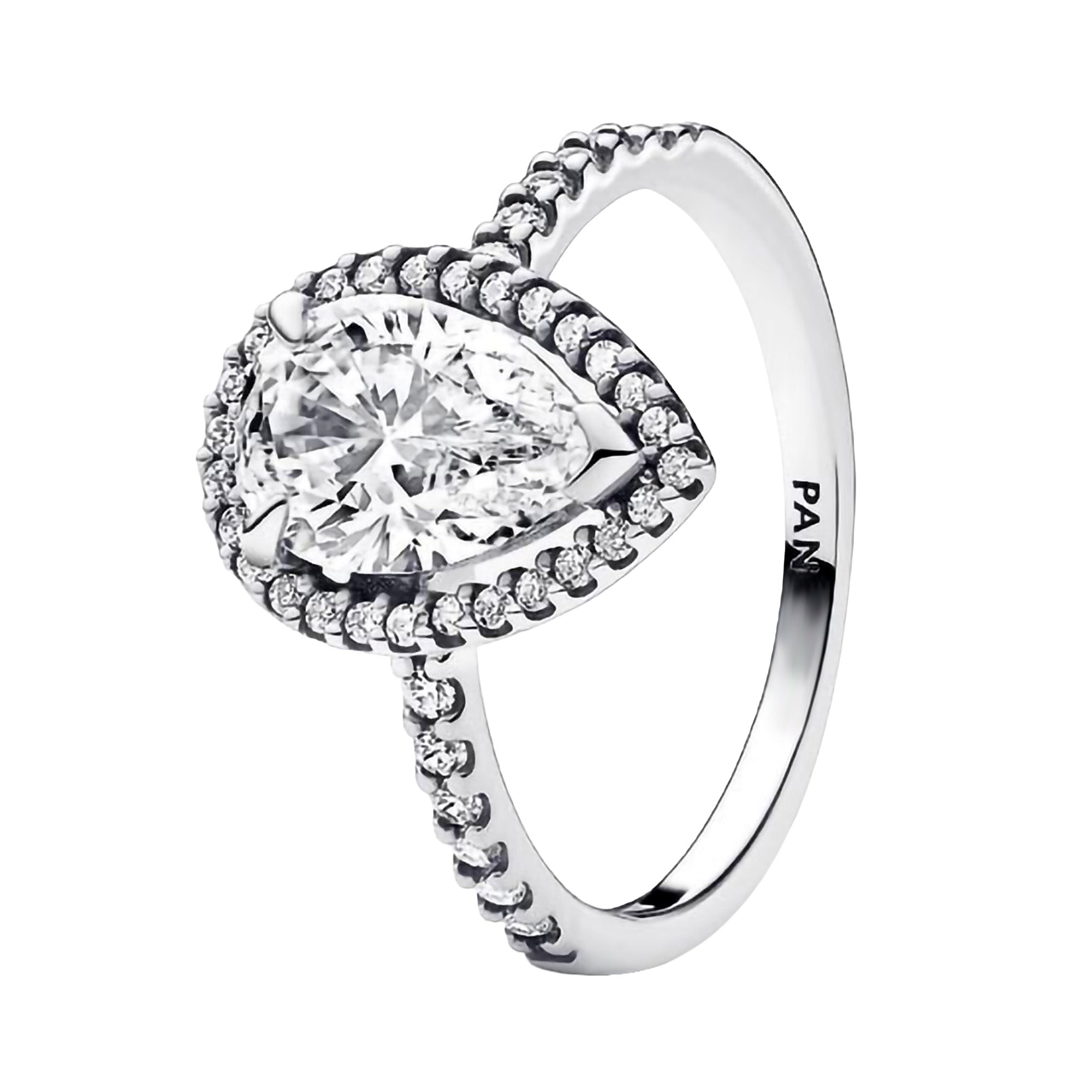 Anillo Pan 1:1 Circonia Semilla Grande con Micro Circonias, Plata .925