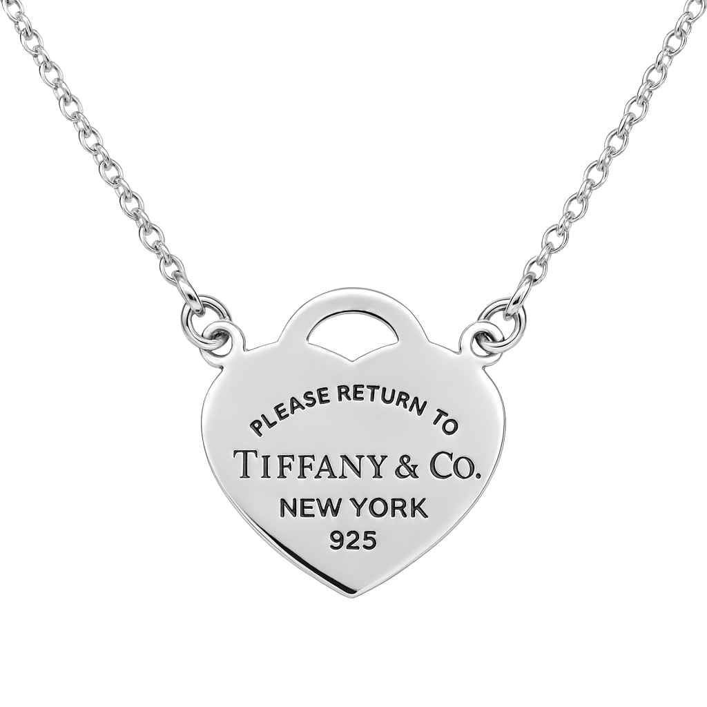 Collar Inspirado Tiff Grabado con Cadena Eslabones Plata .925