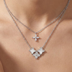 Collar Doble Inspirado LV Piedras Naturales con Circonias Plata .925 con Rodio