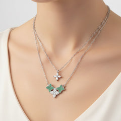 Collar Doble Inspirado LV Piedras Naturales con Circonias Plata .925 con Rodio