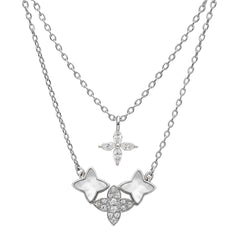 Collar Doble Inspirado LV Piedras Naturales con Circonias Plata .925 con Rodio