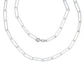 Cadena Paper Clip Eslabón 4 mm, 1 cm de Largo Diamantada.Broche Perico, Plata .925