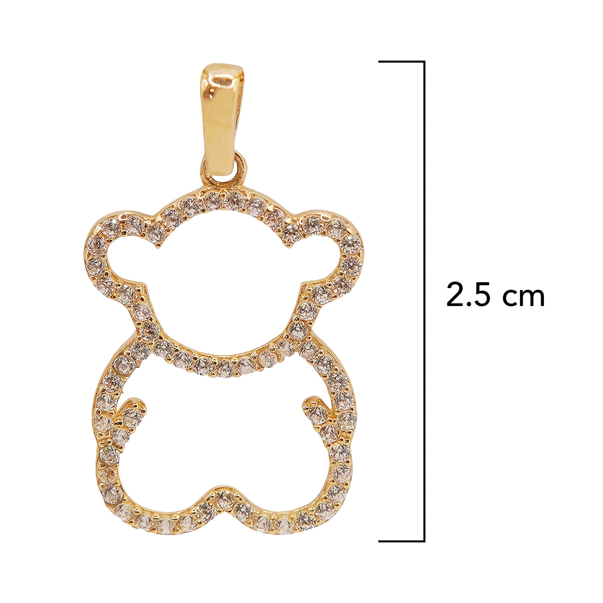 Dije Oso 2.5 cm con Micro Circonias Oro 14K
