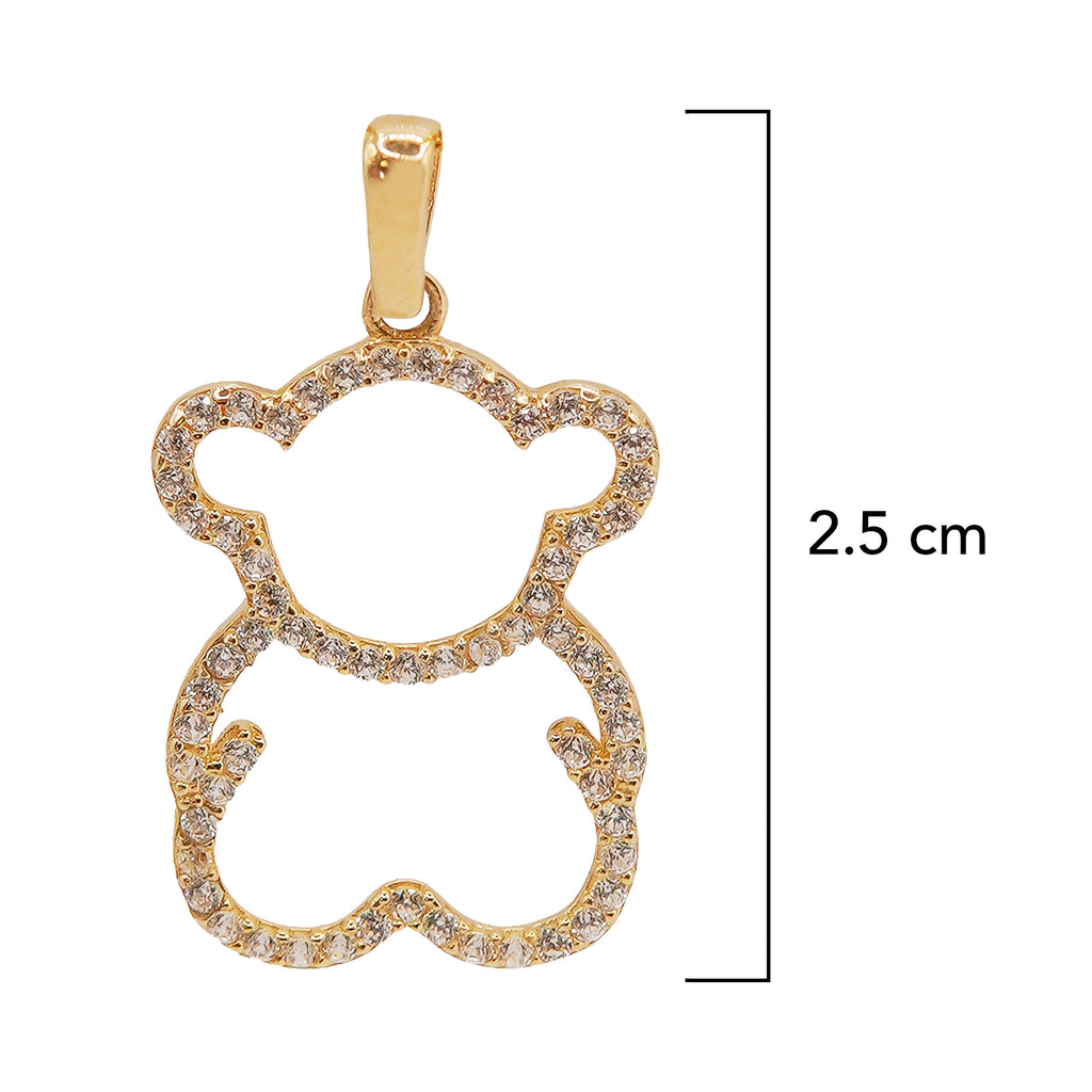 Dije Oso 2.5 cm con Micro Circonias Oro 14K