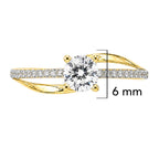 Anillo Solitario Cruzado con Micro Circonias Oro 10K