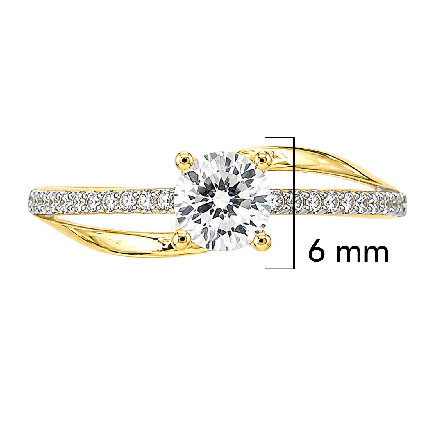Anillo Solitario Cruzado con Micro Circonias Oro 10K