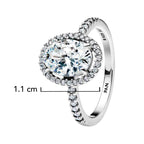 Anillo Pan 1:1 Circonia Ovalada Grande con Micro Circonias, Plata .925