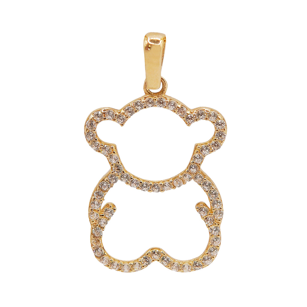 Dije Oso 2.5 cm con Micro Circonias Oro 14K