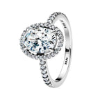 Anillo Pan 1:1 Circonia Ovalada Grande con Micro Circonias, Plata .925